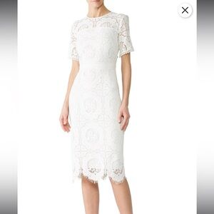 Shoshanna Marmande White Lace Sheath Dress